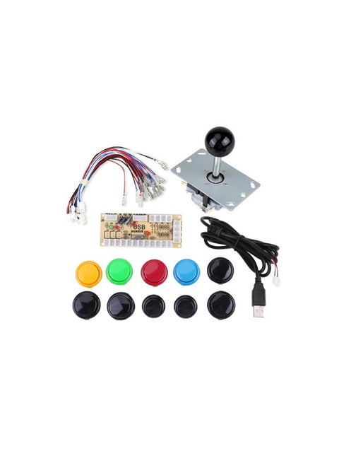 Arcade Accessories,1 Player Arcade Game DIY Kit with Zero Delay USB Encoder Board 10 Buttons 1 Joystick for MAME PC