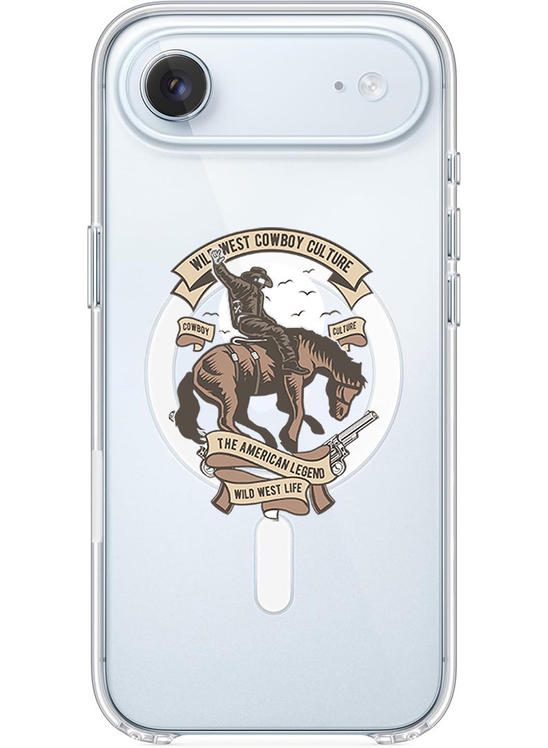 Theodor Magnetic Case for Apple iPhone 17 Air Compatible with MagSafe Wireless Charging, Shockproof Phone Bumper Cover - Wild west cowboy - Image 1