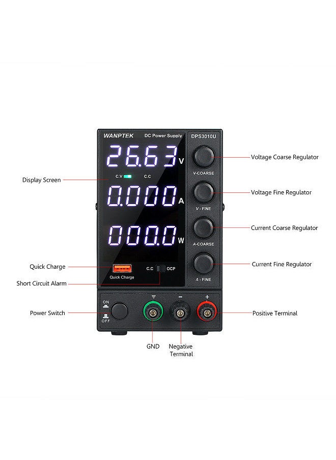 wanptek - WANPTEK DPS3010U 0-30V 0-10A 300W Switching DC Power Supply 4 Digits Display LED High Precision Adjustable Mini Power Supply AC 115V/230V 50/60Hz - Image 1
