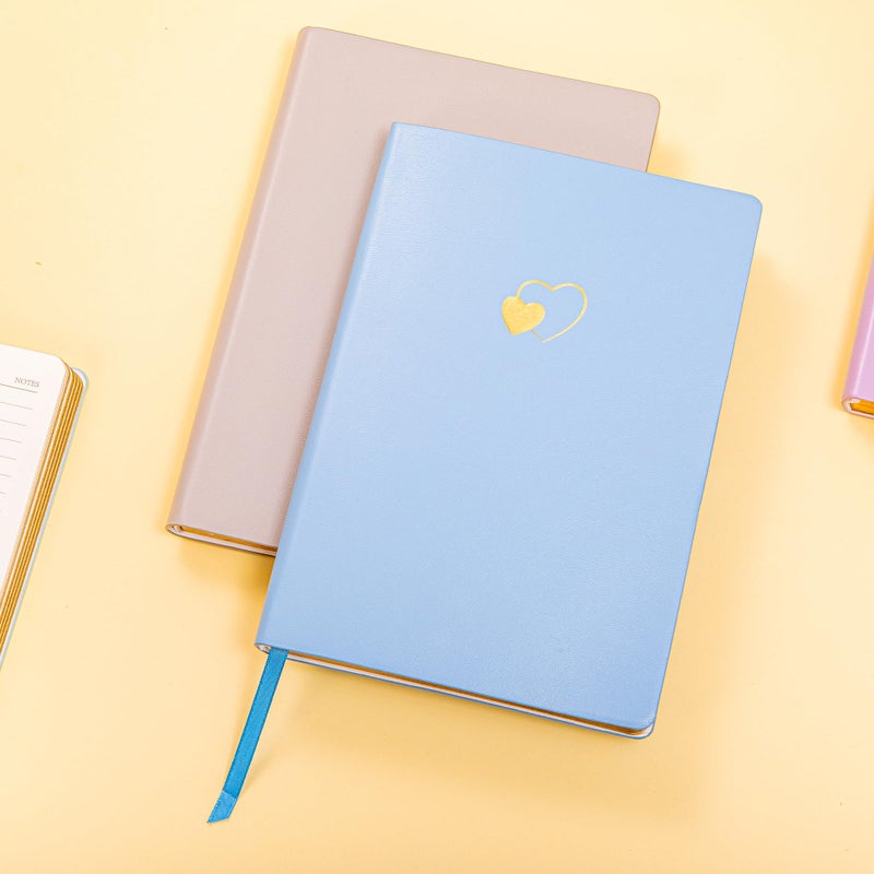CAGIE Lined Journal Notebook for Women and Girls 256 Pages Cute Diary with Heart-Shaped Leather Journals for Writing A5 Soft Cover Notebooks for Work School (06 Azurite Blue, A5) - Image 2