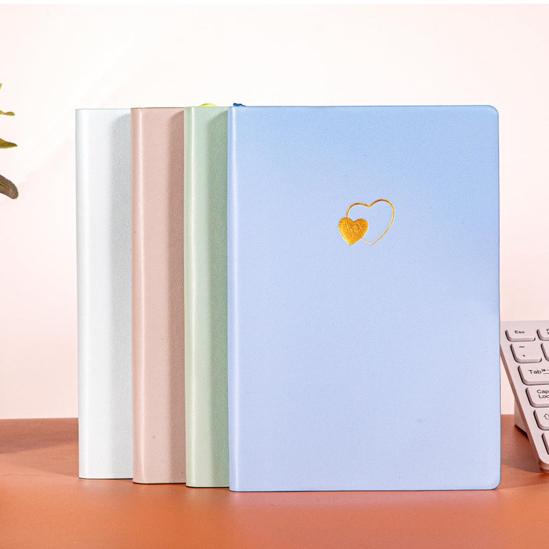 CAGIE Lined Journal Notebook for Women and Girls 256 Pages Cute Diary with Heart-Shaped Leather Journals for Writing A5 Soft Cover Notebooks for Work School (06 Azurite Blue, A5) - Image 3
