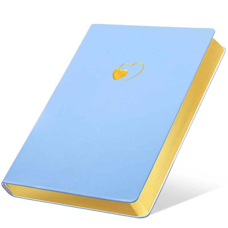 CAGIE Lined Journal Notebook for Women and Girls 256 Pages Cute Diary with Heart-Shaped Leather Journals for Writing A5 Soft Cover Notebooks for Work School (06 Azurite Blue, A5) - Image 1