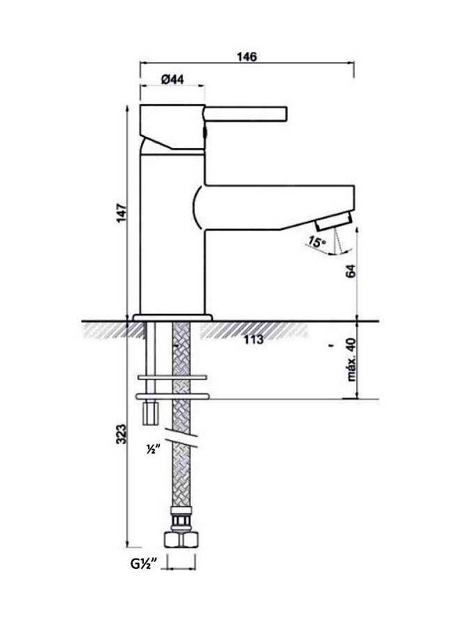 BURG Single Top Lever Wash Basin Mixer Silver - Image 2