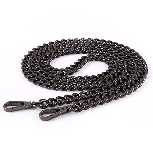 Xiazw 47'' Light Metal Crossbody Purse Chain Straps Replacement for Bag Handbag (Black) - Image 1