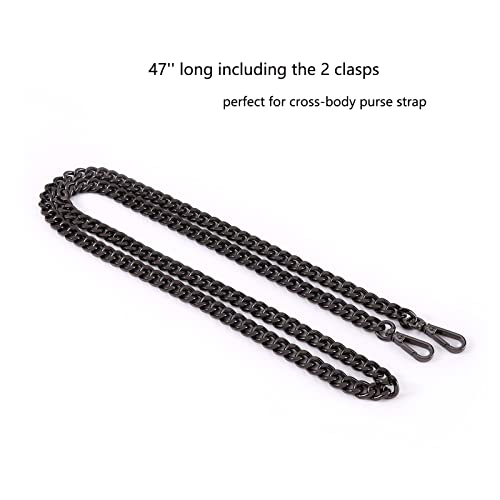 Xiazw 47'' Light Metal Crossbody Purse Chain Straps Replacement for Bag Handbag (Black) - Image 2
