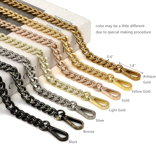 Xiazw 47'' Light Metal Crossbody Purse Chain Straps Replacement for Bag Handbag (Black) - Image 5