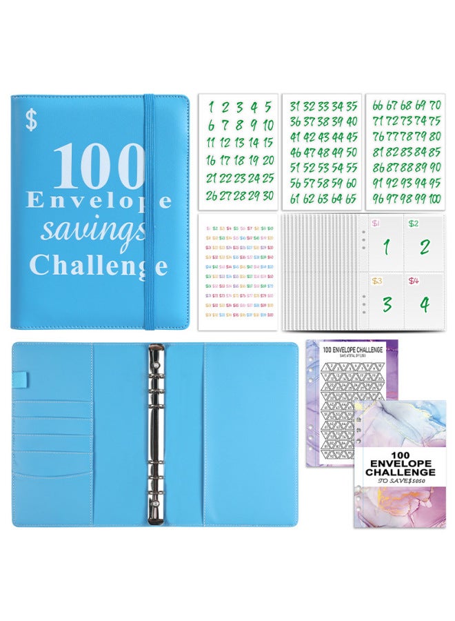 HONGYANG Envelopechallenge Loose-leaf Notebook 100 Days Money Saving Book Challenge Cash Saving Book - Image 1