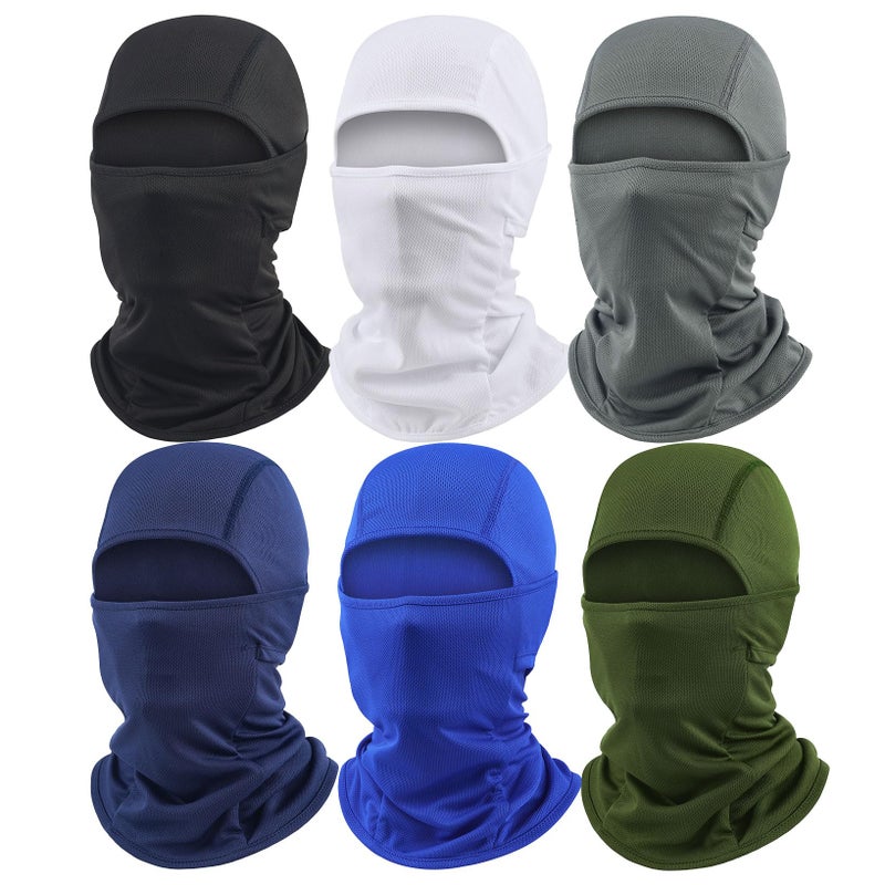 AILONSHAWN 6 Pack Ski Mask for Men Balaclava Face Mask Women Summer Shiesty Sun UV Protection Full Head Cover for Motorcycle Helmet, Black, White, Grey, Navy, Blue, Green, L - Image 1