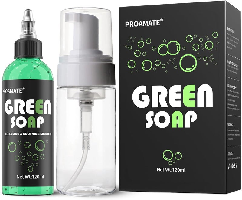 Green Tattoo Soap 4OZ with Foaming Bottle 120ml, Tattoo Supplies for Tattoos Piercings, Clean Skin Equipment - Image 1