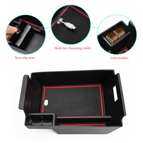 MARCHFA منظم وحدة التحكم المركزية MARCHFA متوافق مع 2020-2022 2023 2024 2025 بنز GLE 350 450 W167 53 AMG ملحقات درج مسند الذراع منظم إدخال صندوق تخزين لـ GLS 450 2020 2021 2022 (أحمر) - Image 4