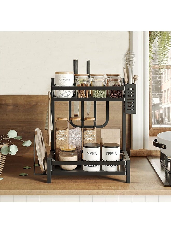 Kitchen Multifunctional Seasoning Rack, Household Countertop Seasoning Chopstick Holder, Oil Salt Sauce And Vinegar Storage Rack, Convenient Double-Layer Storage Rack  - Image 3