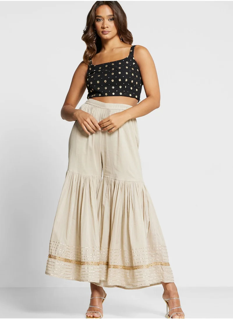 indya Mirror Embroidered Crop Top