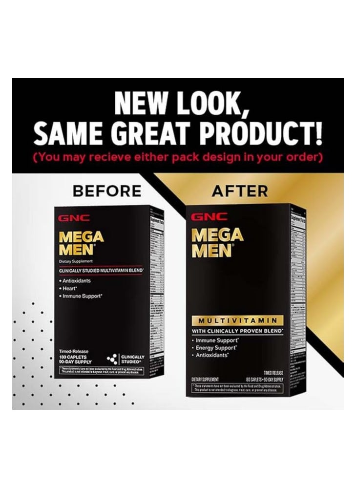 GNC - Mega Men Multivitamin For Heart Health And Immune Support, 180 Caplets - Image 1