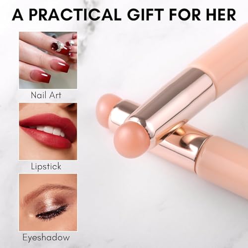 QUEENFINGER Nail Brush - 1pcs Reusable Chrome Powder Applicator, Pink Art Pen Silicone Brushes For Pat Ombre Gel and French Nails, Lipstick, Concealer, Eyeshadow (PINK) - Image 5