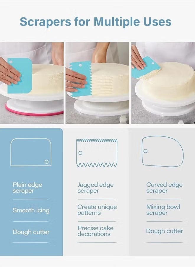 Piping Bags and Tips Set, Cakes Decorating Supplies Kit with 100pcs 12 Inch Pastry Bags, 16 Piping Tips, 3 Cake Scraper, 2 Couplers, 2 Bag Ties, Simple and Convenient Baking Supplies Set - Image 4