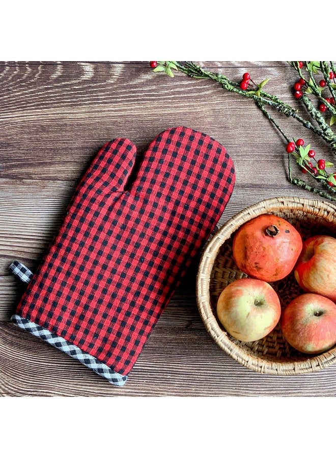 PIXEL HOME DECOR Oven Mitten (Oven Mitten Pack of 2, Red & Black) (Red & Black, 18X30) - Image 2