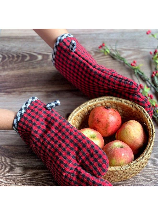 PIXEL HOME DECOR Oven Mitten (Oven Mitten Pack of 2, Red & Black) (Red & Black, 18X30) - Image 3