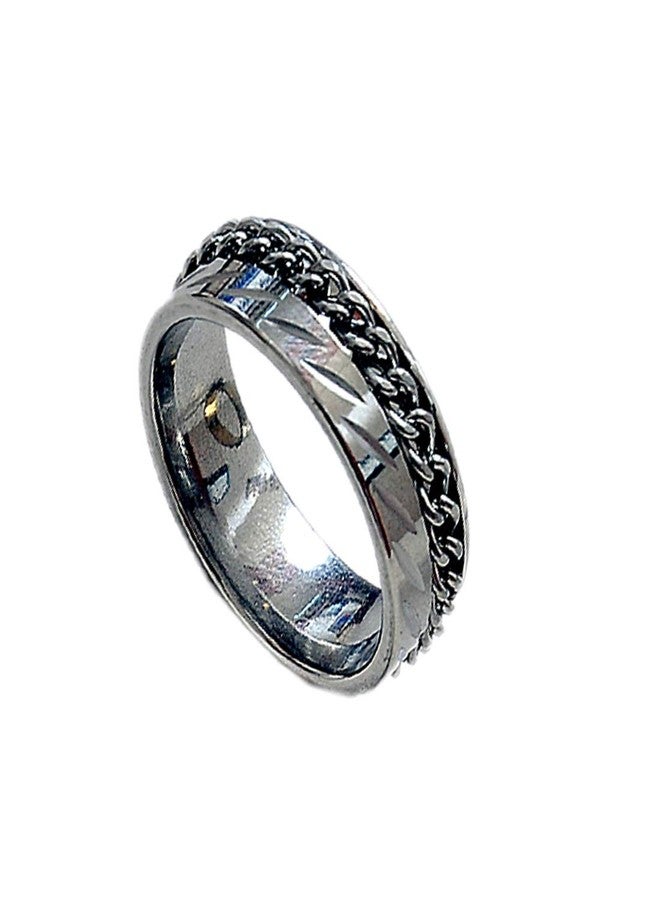 One Point Collections Sliver Stud Chain Ring Wide for Men and Boys (Size - 21) - Image 3