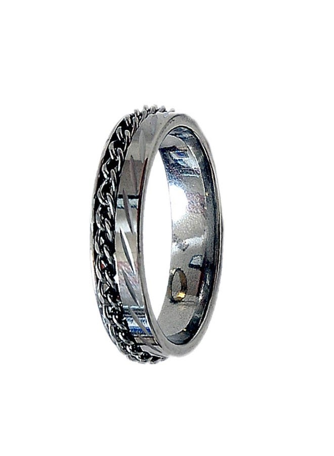 One Point Collections Sliver Stud Chain Ring Wide for Men and Boys (Size - 21) - Image 2