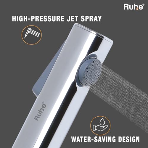 Ruhe® Ion Health Faucet Set for Bathroom/Handheld Jet Spray for Toilet | ABS Hand Shower Spray Gun with 304-Grade Stainless Steel Flexible Shower Tube 1 Meter and Wall Hook/Holder - Image 5