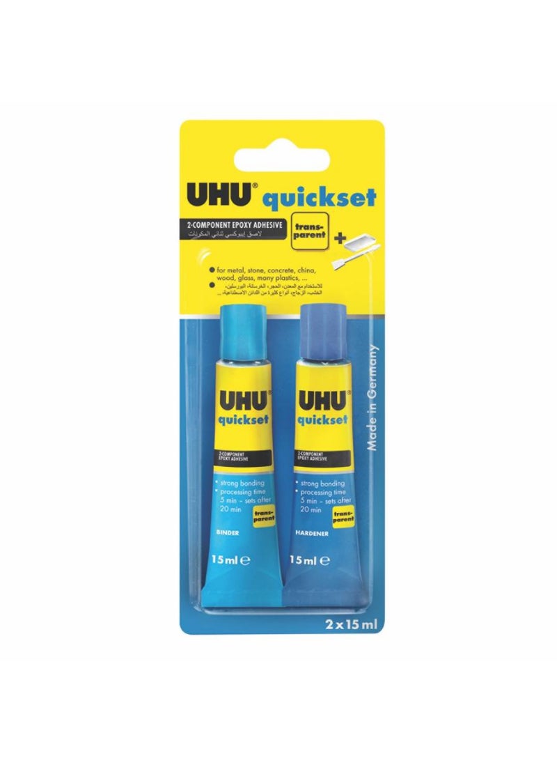 UHU أنبوب لاصق سريع التجفيف UHU إبوكسي 15 مل 2 قطع