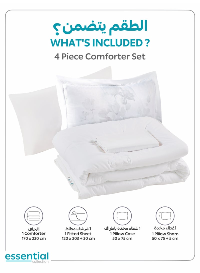 دوناتيلا طقم مفرش ريجنت 4 قطع مقاس مفرد ونص 120 × 200 سم بحشوة ثابتة ابيض - Image 3