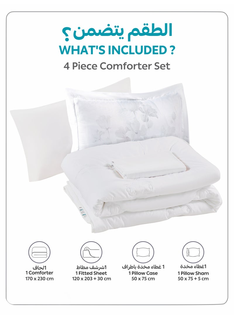 Donetella Bedding Comforter Set, Fits 120x200 cm  Single Size Bed - 4-Pcs Digital Print Quilted Bed Set, Microfiber Fabric - 1 Comforter, 1 Fitted Sheet, 1 Pillowcase And  1 Pillow Sham - Image 3