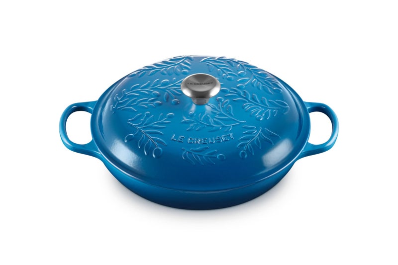 Le Creuset Le Creuset Olive Branch Collection Enameled Cast Iron Signature Braiser 35 qt Marseille with Embossed Lid