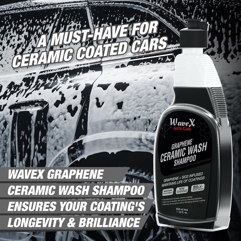 Wavex Car Shampoo Ceramic Car Wash 650 ml | Specially for Ceramic Coated Vehicles | Graphene+SiO2 Infused | Maintains Life of Coating - Image 2