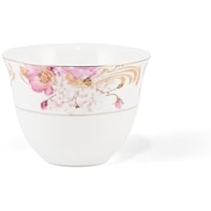 rayihni Pink Flowers Design Porcelain Tea And Coffee Serving Set 51Pieces Ivory - Image 4
