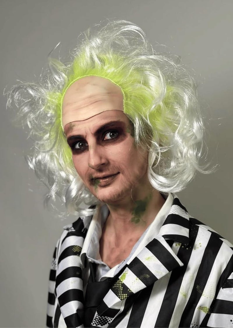 ALLAURA Premium Betelgeuse Green Wig with Bald Cap — Compatible with Beetlejuice Wig | Halloween Beetlejuice Hair Unisex - Image 2