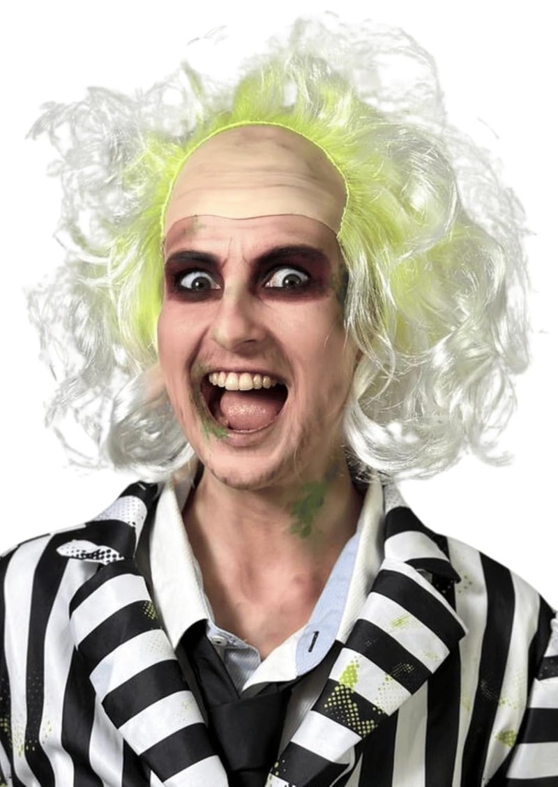 ALLAURA Premium Betelgeuse Green Wig with Bald Cap — Compatible with Beetlejuice Wig | Halloween Beetlejuice Hair Unisex - Image 1