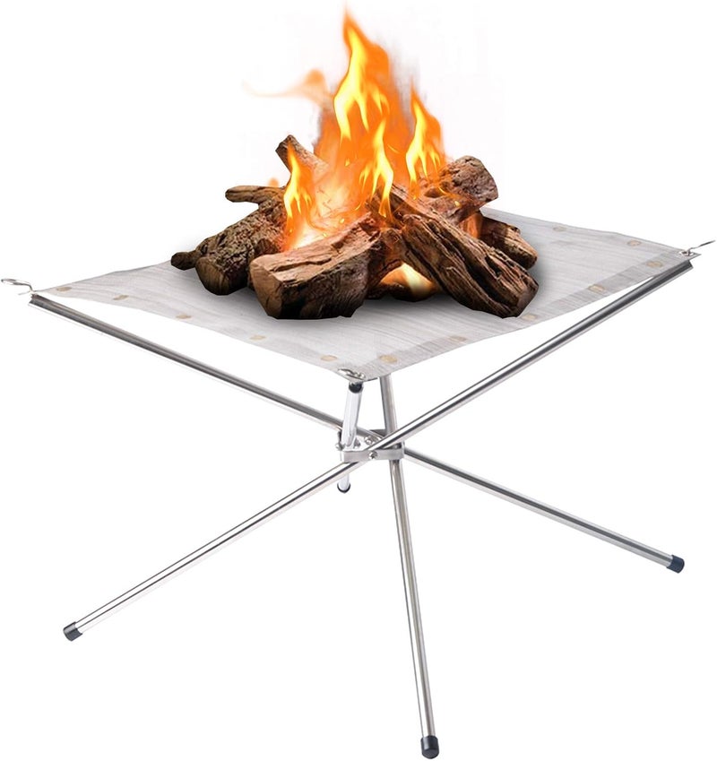 Kikerike 22 inch Portable Outdoor Fire Pit, Collapsing Steel Mesh Fireplace - Perfect for Camping, Backyard and Garden - Carrying Bag Included - Image 1