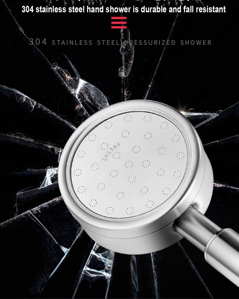 Stainless Steel Shower Head Holder: 304 Stainless Steel, Rust-resistant, High-pressure Water Boost, 1.5M Shower Hose - Filtering Cotton For Easy Cleaning, Interwoven Grid Water Pattern For Home Bathro - Image 3