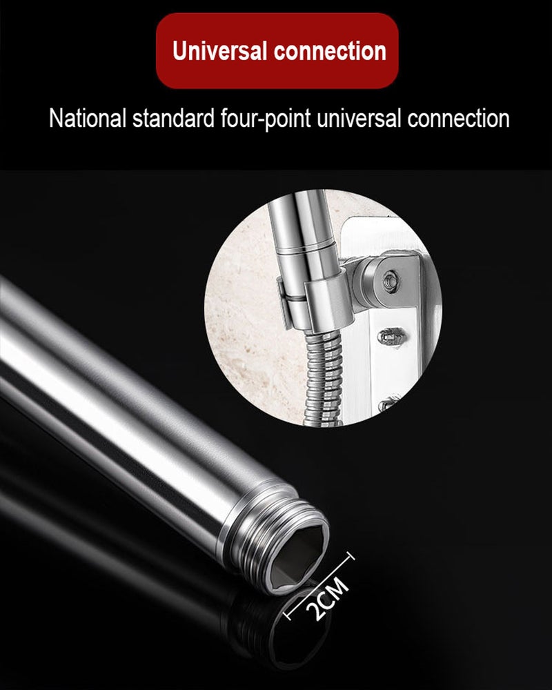 Stainless Steel Shower Head Holder: 304 Stainless Steel, Rust-resistant, High-pressure Water Boost, 1.5M Shower Hose - Filtering Cotton For Easy Cleaning, Interwoven Grid Water Pattern For Home Bathro - Image 2