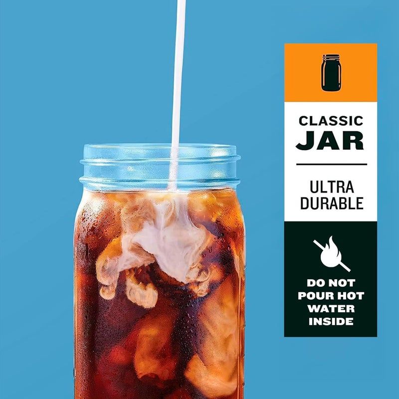 County Line Kitchen Glass Mason Jar Pitcher with Lid - Wide Mouth, 2 Quart (64 oz) - Heavy Duty, Leak Proof - Sun & Iced Tea Pitcher, Cold Brew Coffee, Breast Milk Storage, Water - Sky Blue - Image 3