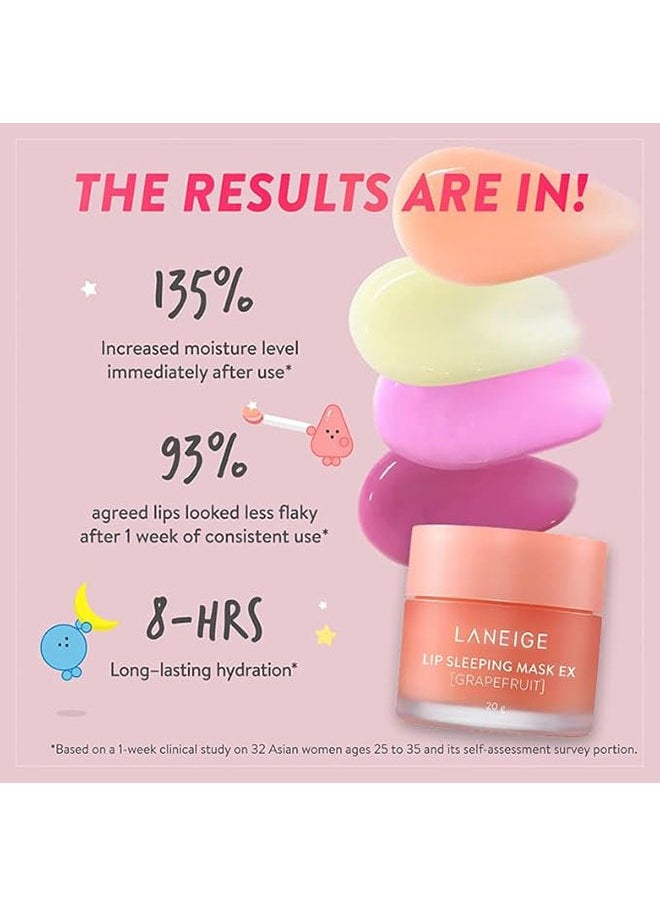 LANEIGE Lip Sleeping Mask EX Grapefruit 20g, Moisturizing Lip Treatment with Vitamin C + Shea Butter for Soft Hydrated Lips, Overnight Repair, Lip Balm For Dry Chapped Lips, Lasting Hydration  - Image 3