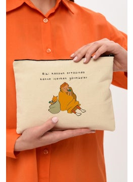 Çınar Bez Çanta Çınar Cloth Bag Clutch Kaos Printed Canvas Makeup Bag  - Image 1