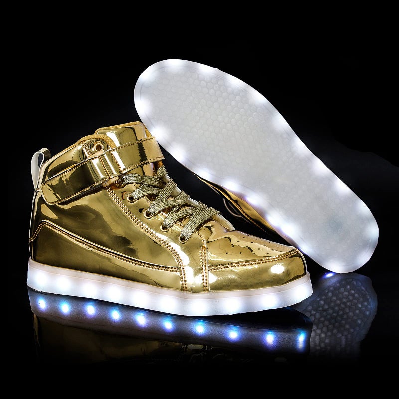 IGxx LED Light Up Shoes for Men USB Recharging High Top Sneakers Women Kids Gold 12 - Image 5