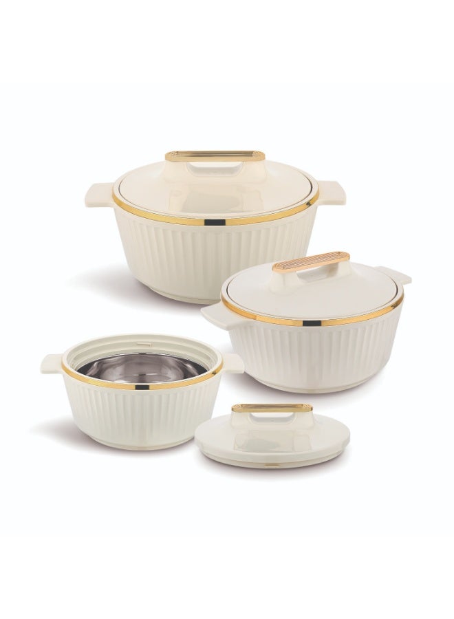 Zinnia FANCY Insulated Food Warmer Casserole DLX SET OF 3pcs Beige (1L+1.5L+2.5L)