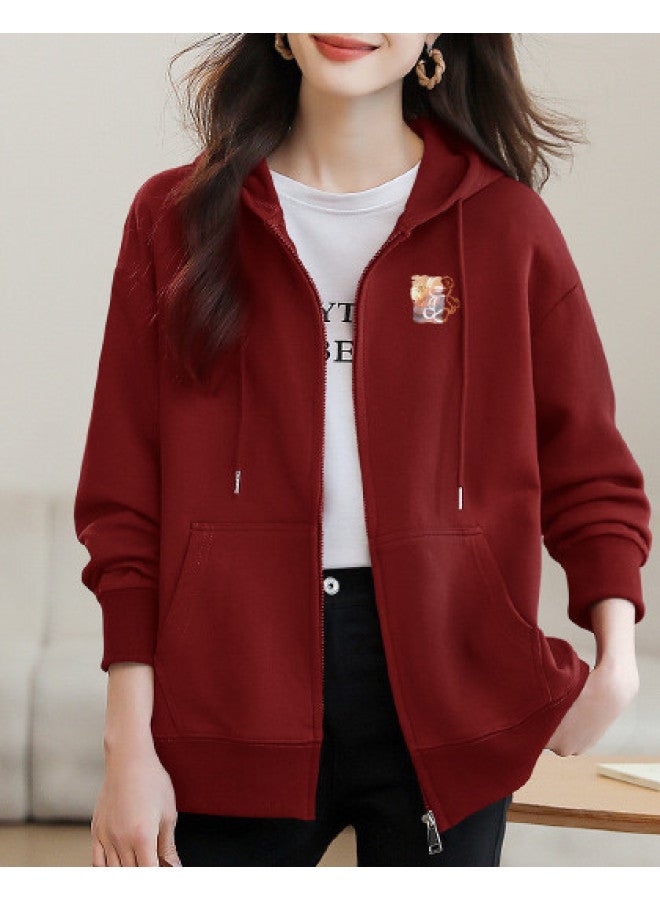 Flying in the snow Women's Hooded Jacket Autumn Thin Casual Versatile Petite Loose Lazy Style Cardigan - Image 1