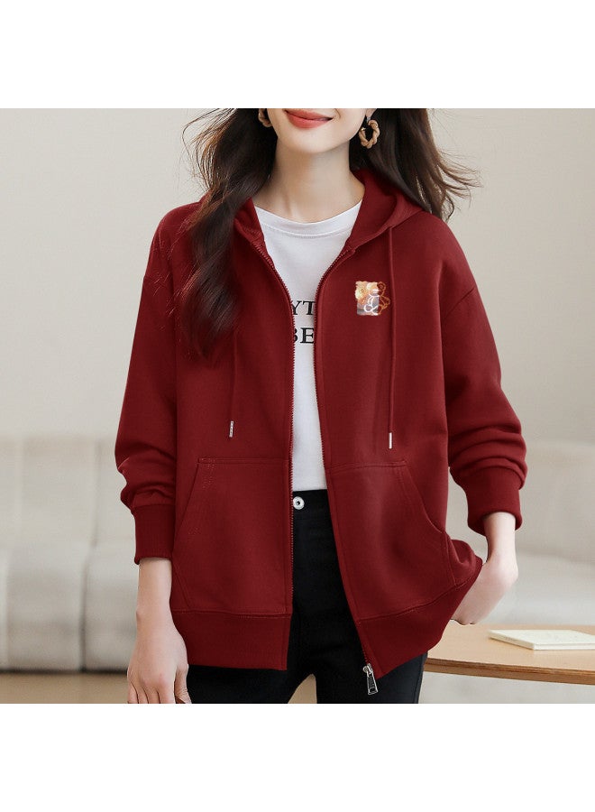 Flying in the snow Women's Hooded Jacket Autumn Thin Casual Versatile Petite Loose Lazy Style Cardigan - Image 2