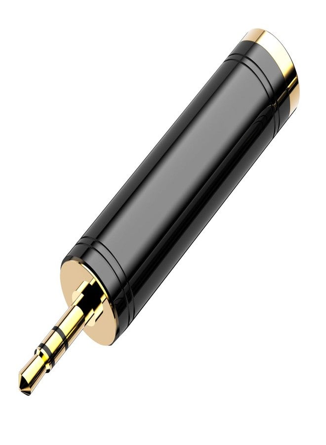Eanetf 3.5mm to 1/4'' Stereo Gold-Plated Pure Copper Adapter, 1/8 Inch Mini Jack Male to 1/4 Inch Female Jack Stereo Adapter for Headphone Amp Adapte (1PACK-Black) - Image 1