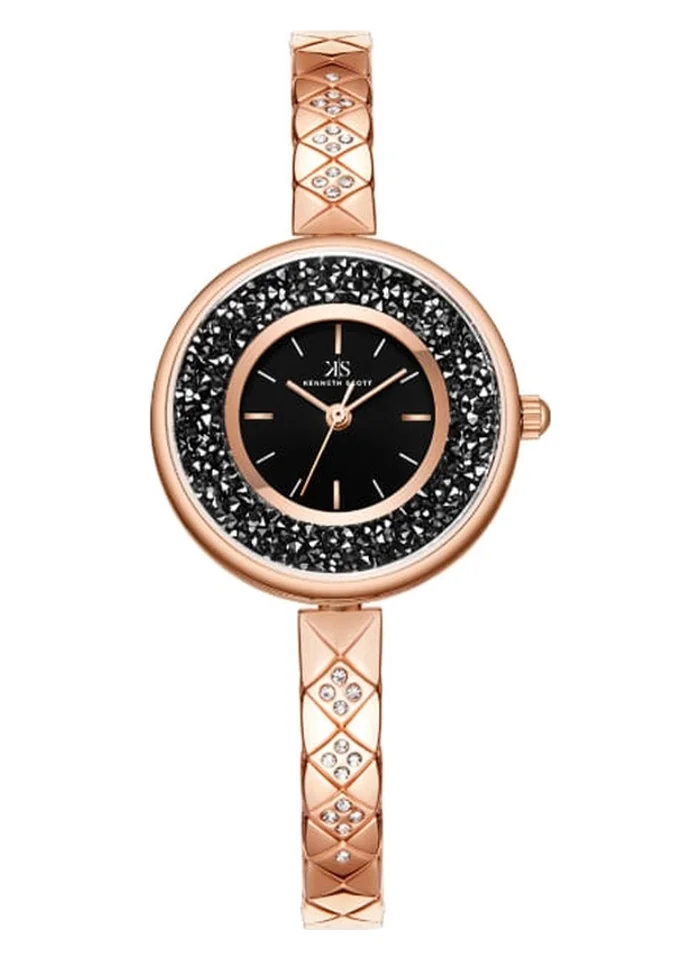 كينيث سكوت Kenneth Scott K23515-RBKB Women's Analog Display Watch & Stainless Steel Strap Rose Gold