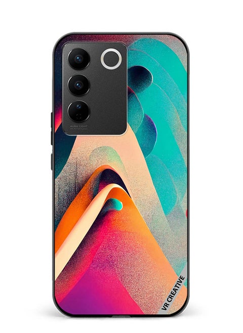 Protective Case Cover For Vivo V27 Pro Abstract Waves Lines Design Multicolour