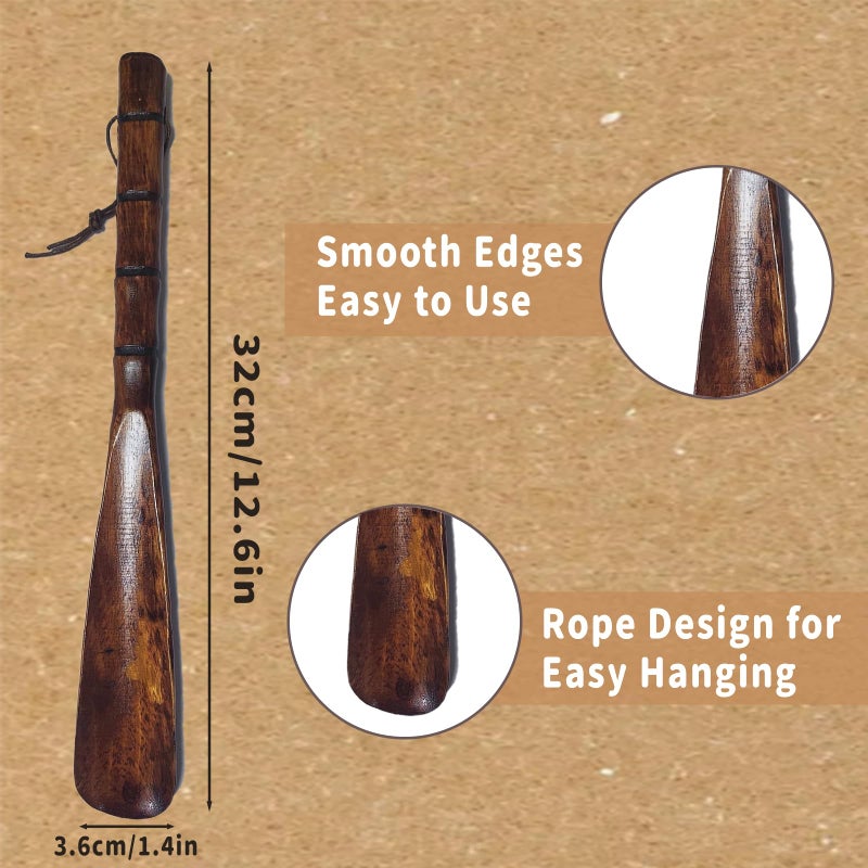 IVICOO Shoe Horn Long Handle for Seniors,Shoe Horns for Men,Women(12.5" Wood) - Image 2