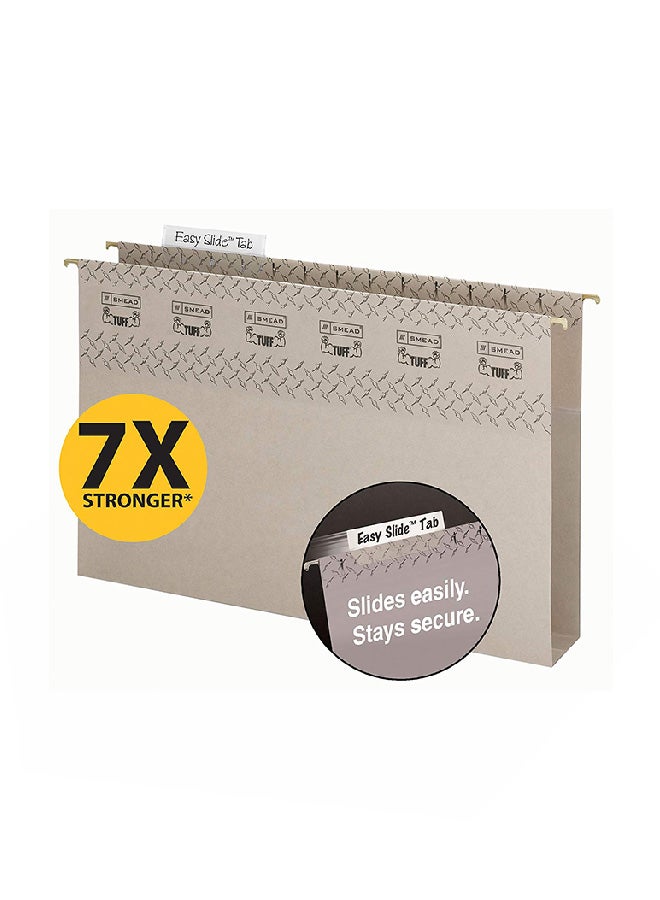 Smead TUFF Extra Capacity Box Bottom Hanging Folder, 2" Expansion, 1/3-Cut Easy Slide Tab, Legal Size, Steel Gray, 18 per Box (64340) - Image 2