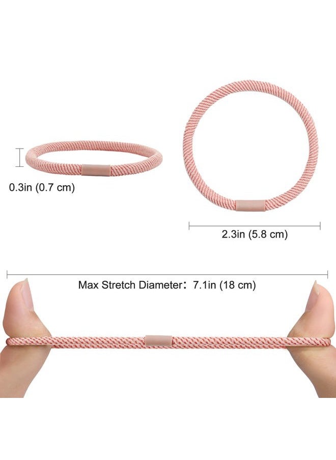 Lolalet - Hair Ties (20 Pcs, Style D) - Thicker, Stretchy, Durable, No Pull Nylon Hair Ponytail Holder for Women and Girls, Fit for Thin, Long, Curly Hair, Also as Bracelet, Macaron Color - Image 1