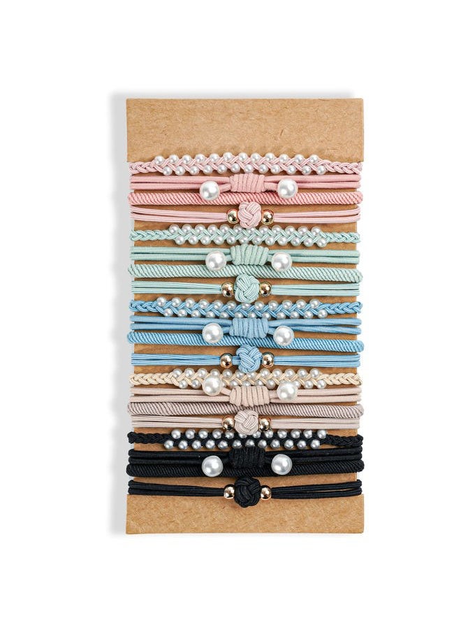 Lolalet - Hair Ties (20 Pcs, Style D) - Thicker, Stretchy, Durable, No Pull Nylon Hair Ponytail Holder for Women and Girls, Fit for Thin, Long, Curly Hair, Also as Bracelet, Macaron Color - Image 1