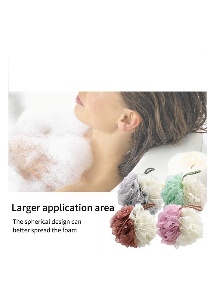 Marrkhor Bath/Shower Sponge Loofah - Mesh Pouf Shower Ball Body Scrubber for Women & Men, for All Skins Loofah Sponge Skincare Tool (4pcs) - Image 4